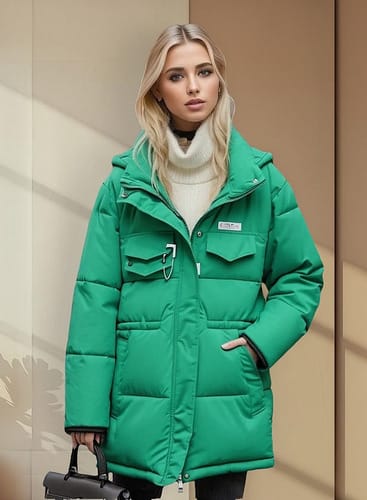 Campera dama Parka inflada cintura ajustable cuello y capucha